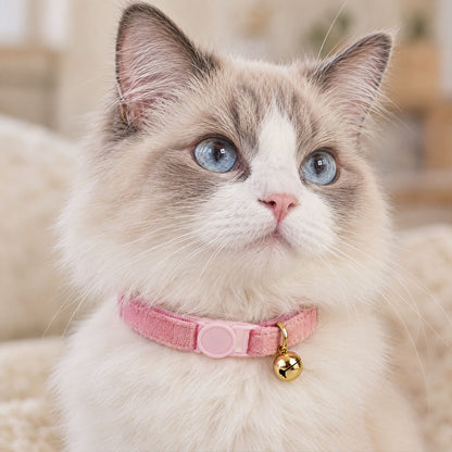 Chat avec Collier Anti-Etranglement pour Chat Rose