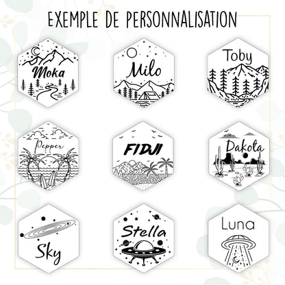 Médaille pour Chien Hexagonale en Bois à Personnaliser