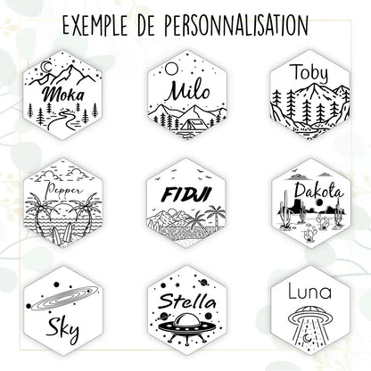 Médaille pour Chat Hexagonal à Personnaliser
