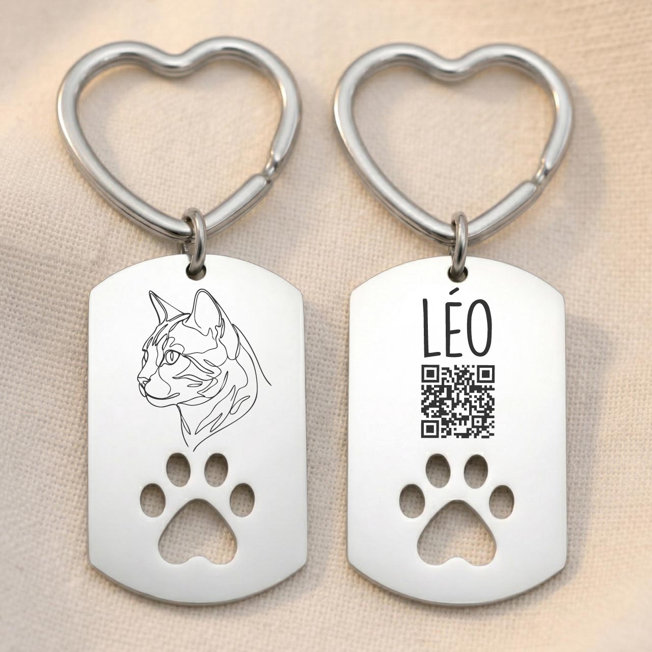 Porte-cle Commemoratif Chat Personnalisé